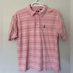 Izod men’s 2x polo shirt pink with white and blue stripes